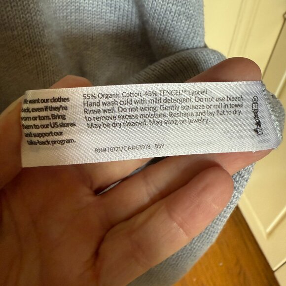 Eileen Fisher Organic Cotton Tencel Lightweight pale blue sweater sz XS - Picture 6 of 7